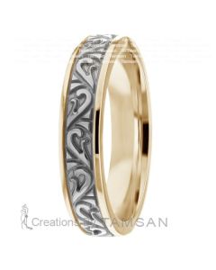 Floral Design 5mm wide Wedding Ring
